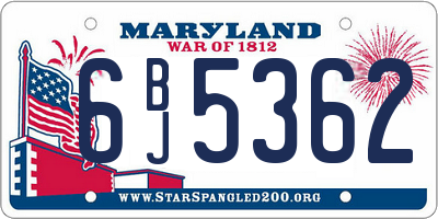 MD license plate 6BJ5362