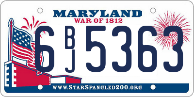 MD license plate 6BJ5363