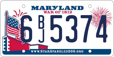 MD license plate 6BJ5374
