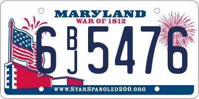 MD license plate 6BJ5476