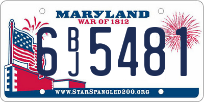 MD license plate 6BJ5481