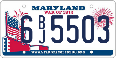 MD license plate 6BJ5503