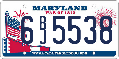 MD license plate 6BJ5538