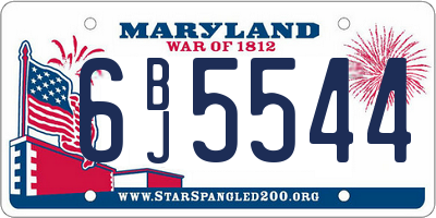 MD license plate 6BJ5544
