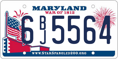 MD license plate 6BJ5564