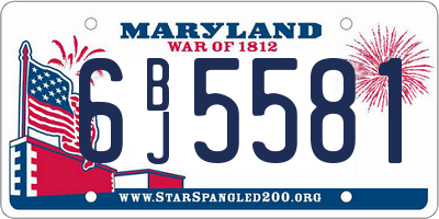 MD license plate 6BJ5581
