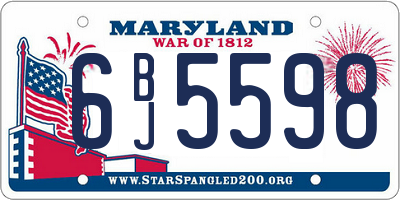 MD license plate 6BJ5598
