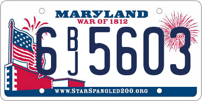MD license plate 6BJ5603