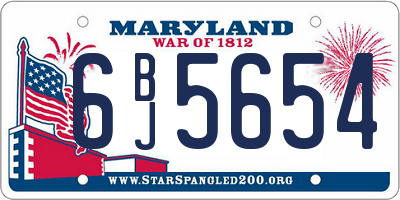 MD license plate 6BJ5654