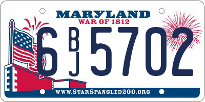 MD license plate 6BJ5702