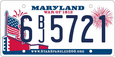 MD license plate 6BJ5721