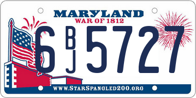 MD license plate 6BJ5727