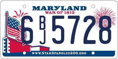 MD license plate 6BJ5728