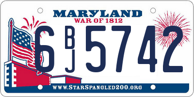 MD license plate 6BJ5742