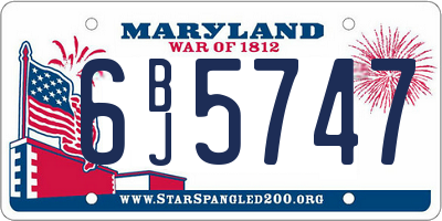MD license plate 6BJ5747
