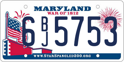 MD license plate 6BJ5753