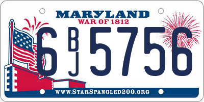 MD license plate 6BJ5756