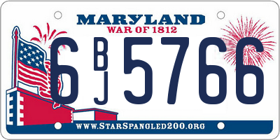 MD license plate 6BJ5766