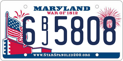 MD license plate 6BJ5808