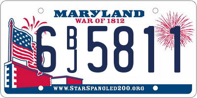 MD license plate 6BJ5811