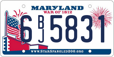 MD license plate 6BJ5831