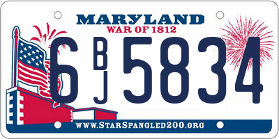 MD license plate 6BJ5834
