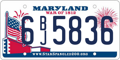MD license plate 6BJ5836
