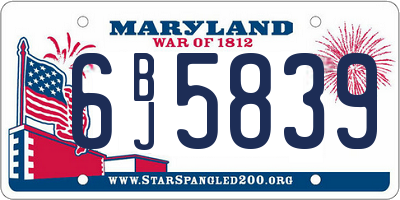 MD license plate 6BJ5839