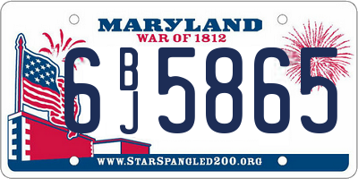 MD license plate 6BJ5865
