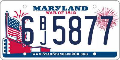 MD license plate 6BJ5877