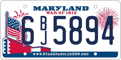 MD license plate 6BJ5894