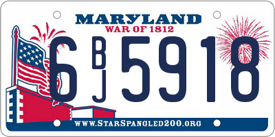 MD license plate 6BJ5918