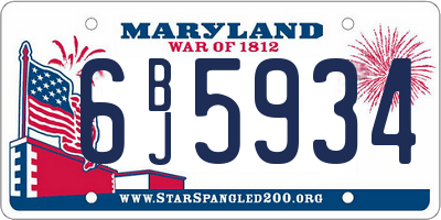 MD license plate 6BJ5934
