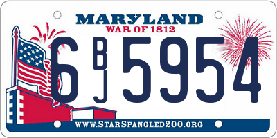 MD license plate 6BJ5954