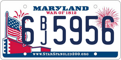 MD license plate 6BJ5956