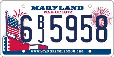MD license plate 6BJ5958