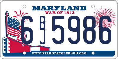 MD license plate 6BJ5986
