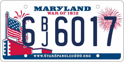 MD license plate 6BJ6017