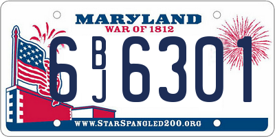 MD license plate 6BJ6301