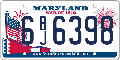 MD license plate 6BJ6398