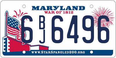 MD license plate 6BJ6496
