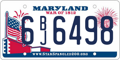 MD license plate 6BJ6498