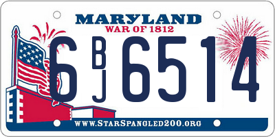 MD license plate 6BJ6514