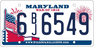 MD license plate 6BJ6549