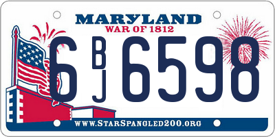 MD license plate 6BJ6598