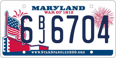 MD license plate 6BJ6704