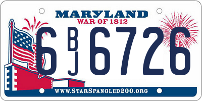 MD license plate 6BJ6726
