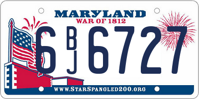 MD license plate 6BJ6727