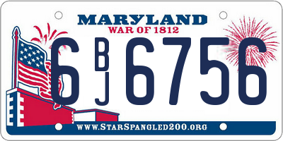 MD license plate 6BJ6756