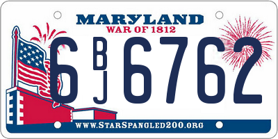 MD license plate 6BJ6762